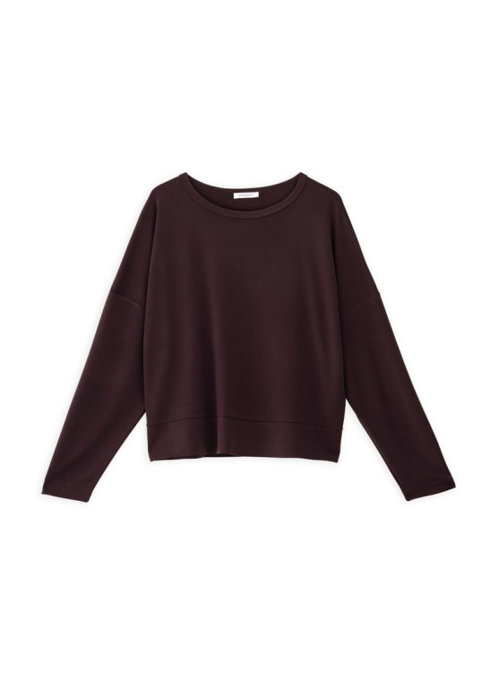 CUPRO PIQUE CROPPED TOP DARK BORDEAUX