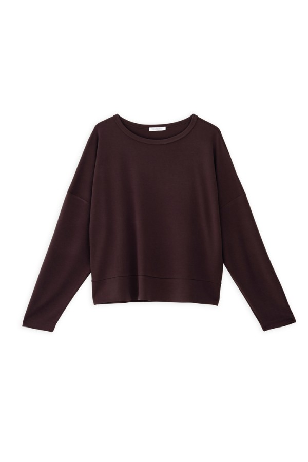 CUPRO PIQUE CROPPED TOP DARK BORDEAUX