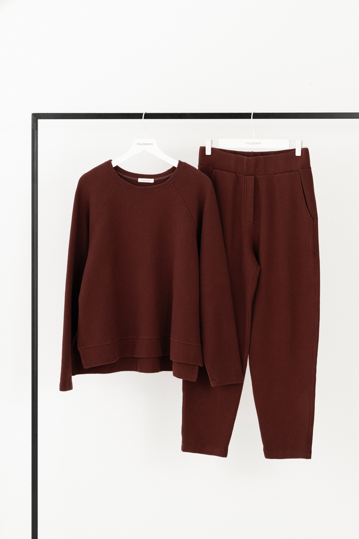 FUTTER WAFFLE SWEATSHIRT BORDEAUX