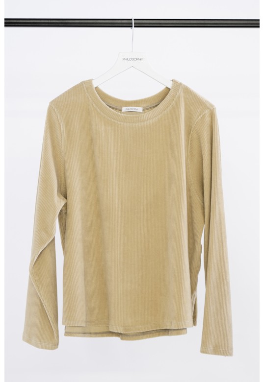 VELOUR CORDUROY CROPPED TOP BEIGE