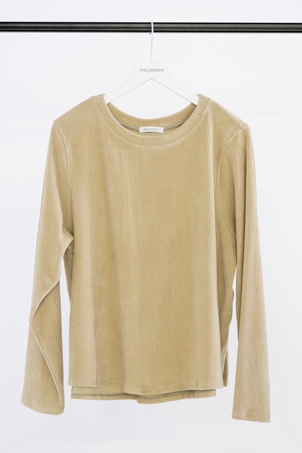 VELOUR CORDUROY CROPPED TOP BEIGE