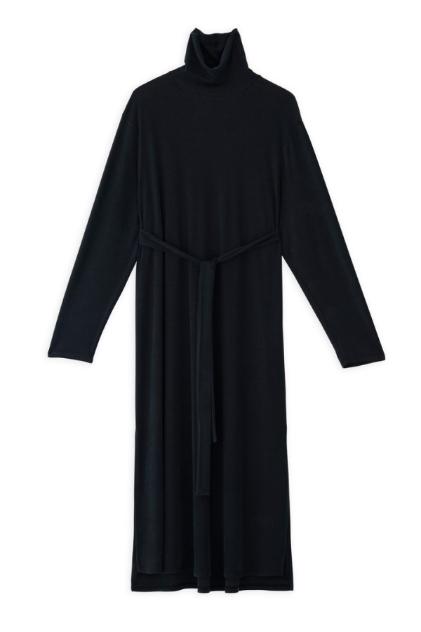RIB SANDWASHED DRESS BLACK