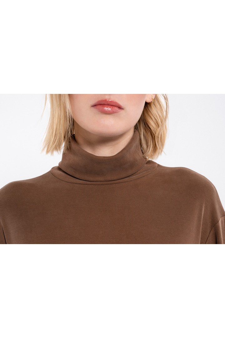RIB SANDWASHED DRESS LIGHT BROWN