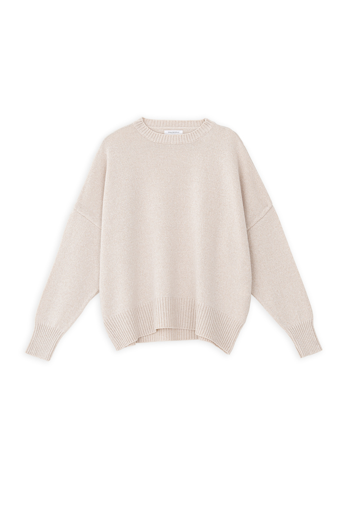 CASHMERE ROUND NECK SWEATER BEIGE MELANGE