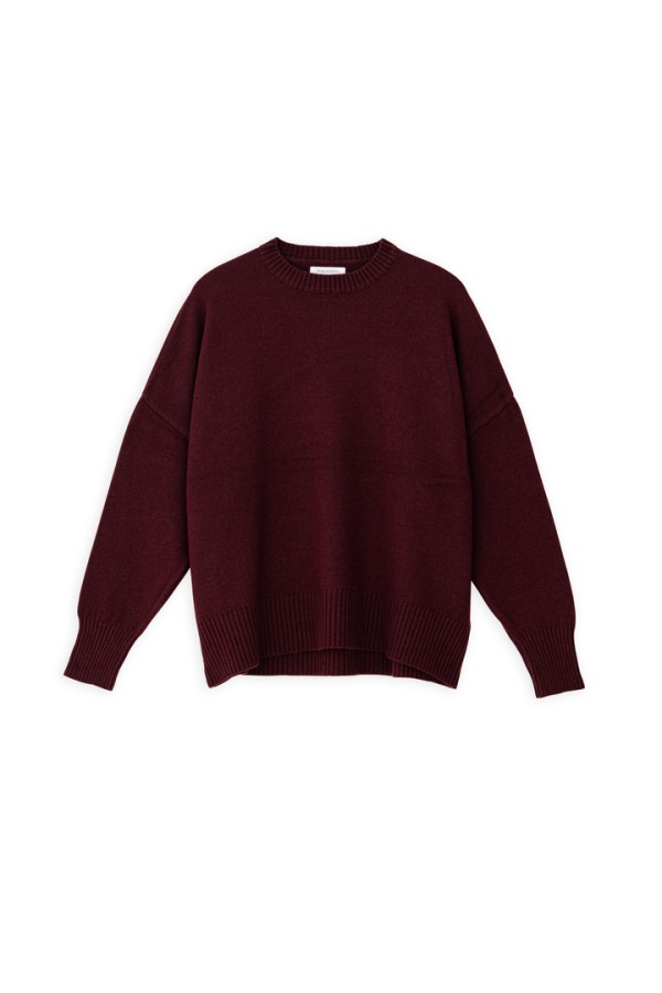 CASHMERE ROUND NECK SWEATER BORDEAUX