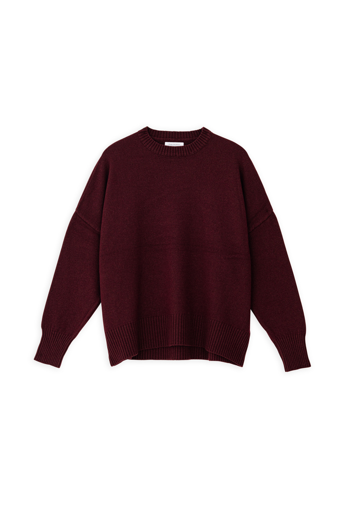 CASHMERE ROUND NECK SWEATER BORDEAUX
