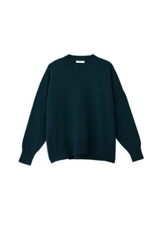 CASHMERE ROUND NECK SWEATER DARK GREEN