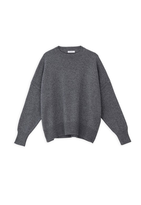 CASHMERE ROUND NECK SWEATER ANTHRACITE MELANGE