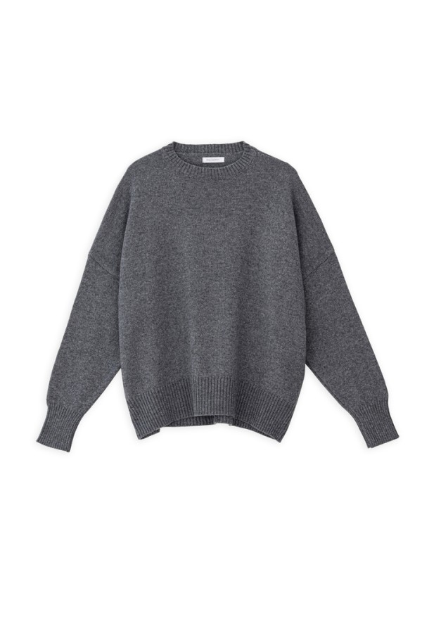 CASHMERE ROUND NECK SWEATER ANTHRACITE MELANGE