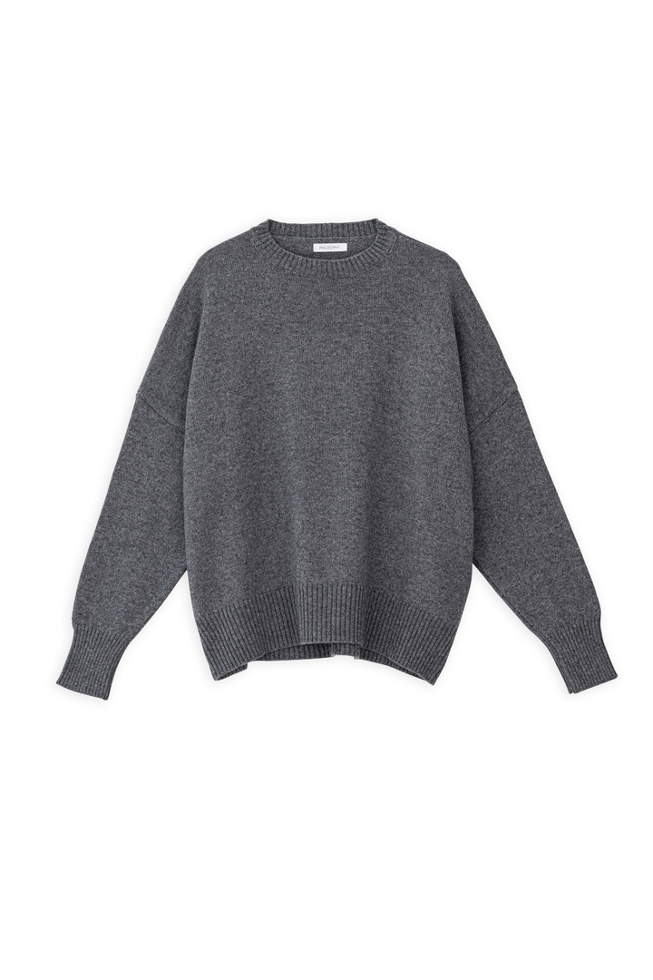 CASHMERE ROUND NECK SWEATER ANTHRACITE MELANGE