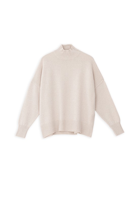CASHMERE TURTLENECK SWEATER BEIGE MELANGE