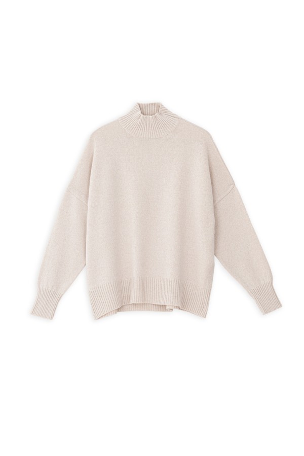 CASHMERE TURTLENECK SWEATER BEIGE MELANGE