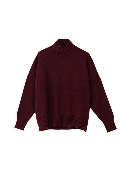 CASHMERE TURTLENECK SWEATER BORDEAUX