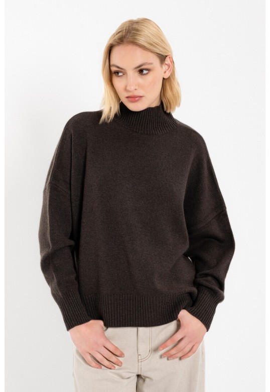 CASHMERE TURTLENECK SWEATER BROWN