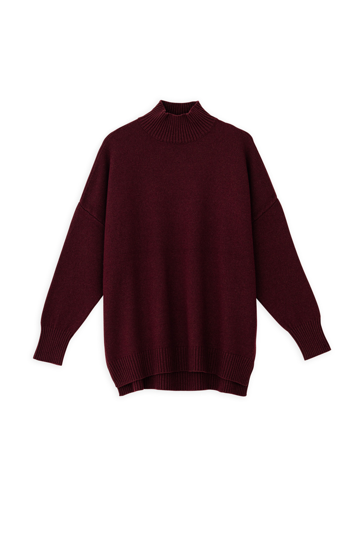 CASHMERE LONG TURTLENECK SWEATER BORDEAUX