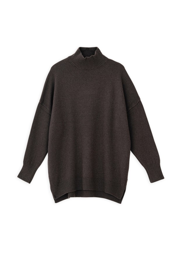 CASHMERE LONG TURTLENECK SWEATER BROWN