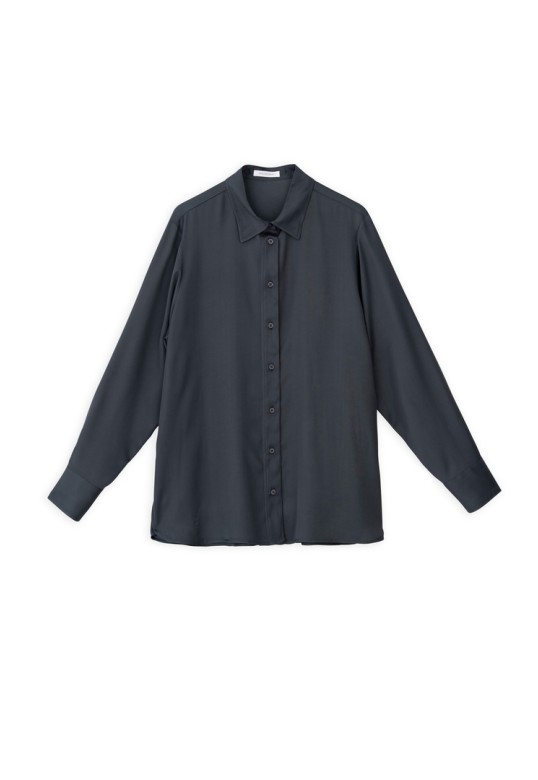 SATIN ECOVERO OVERSIZED SHIRT ANTHRACITE