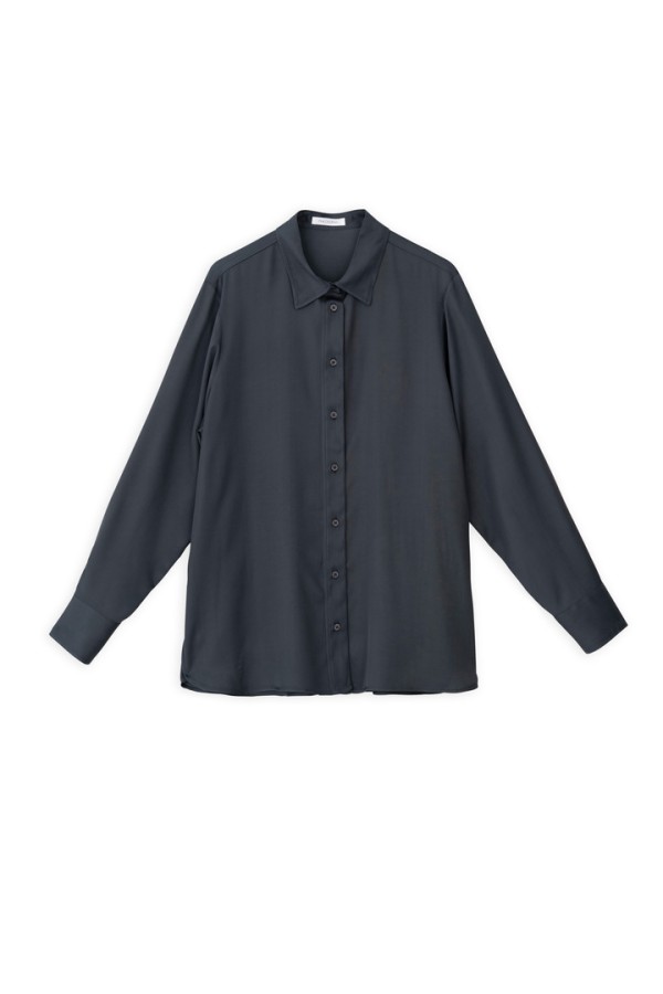 SATIN ECOVERO OVERSIZED SHIRT ANTHRACITE