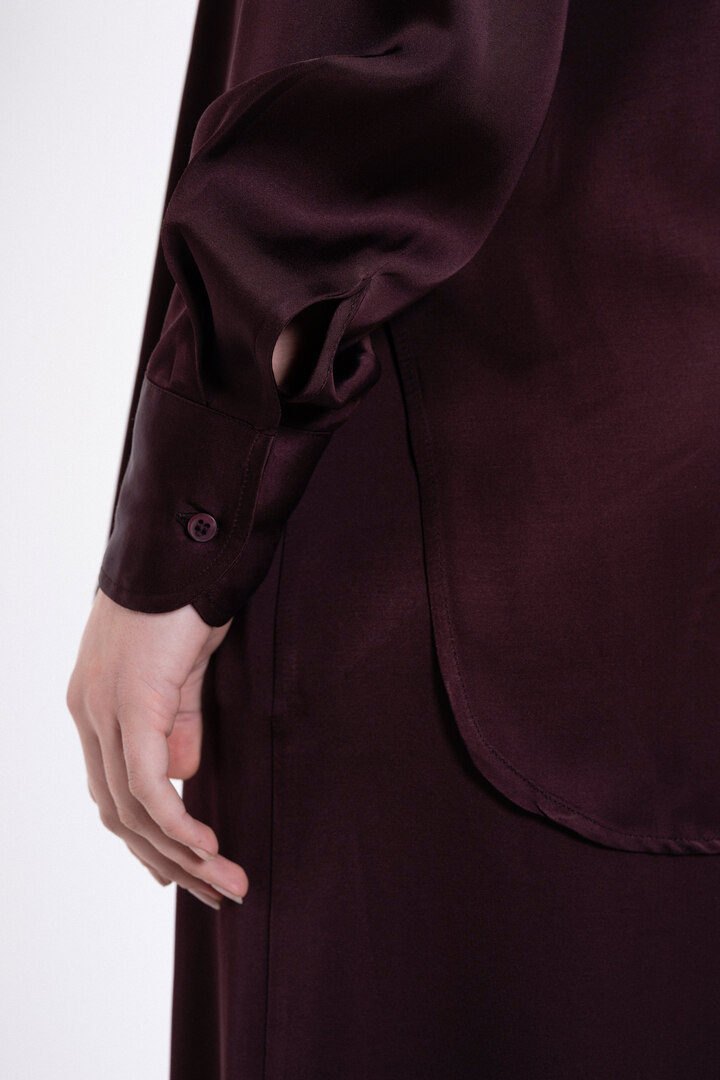 SATIN ECOVERO OVERSIZED SHIRT DARK BORDEAUX