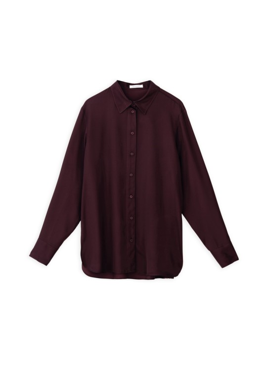 SATIN ECOVERO OVERSIZED SHIRT DARK BORDEAUX