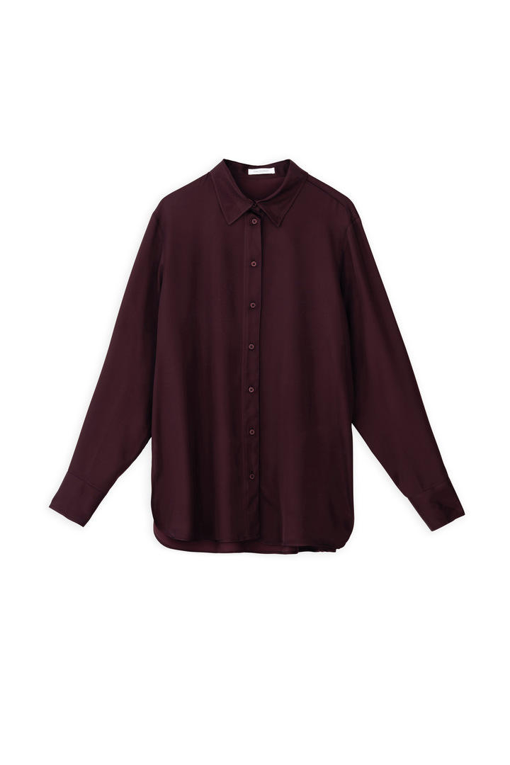 SATIN ECOVERO OVERSIZED SHIRT DARK BORDEAUX