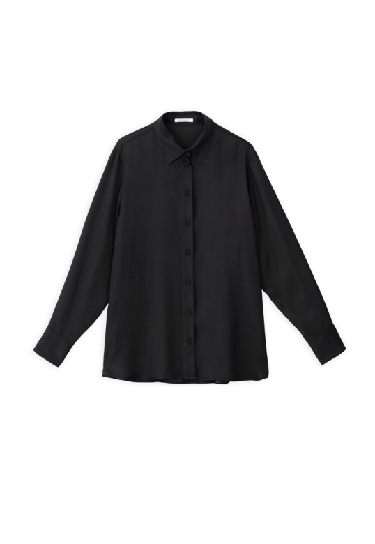 SATIN ECOVERO OVERSIZED SHIRT OFF BLACK