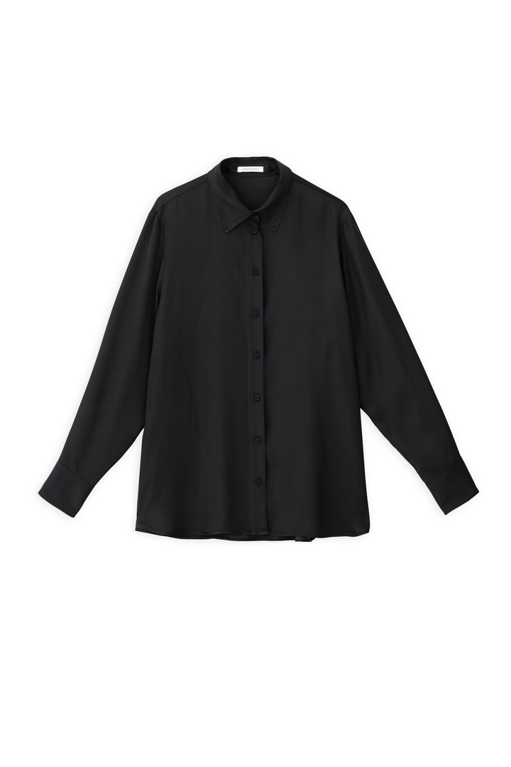SATIN ECOVERO OVERSIZED SHIRT OFF BLACK