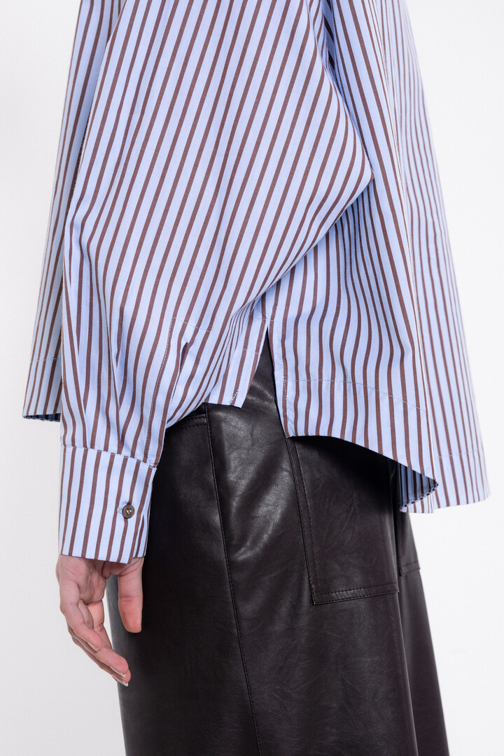 POPLIN STRIPES CROPPED SHIRT CIEL