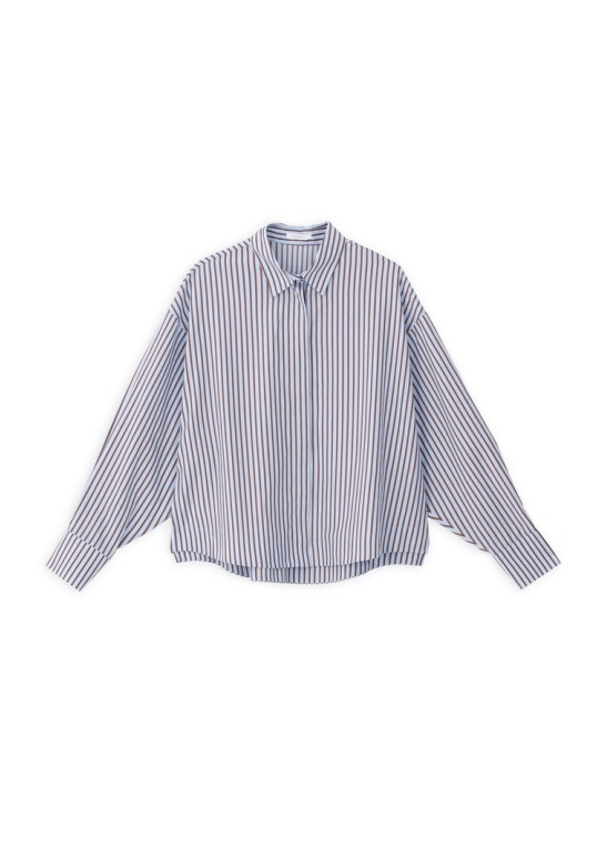 POPLIN STRIPES CROPPED SHIRT CIEL