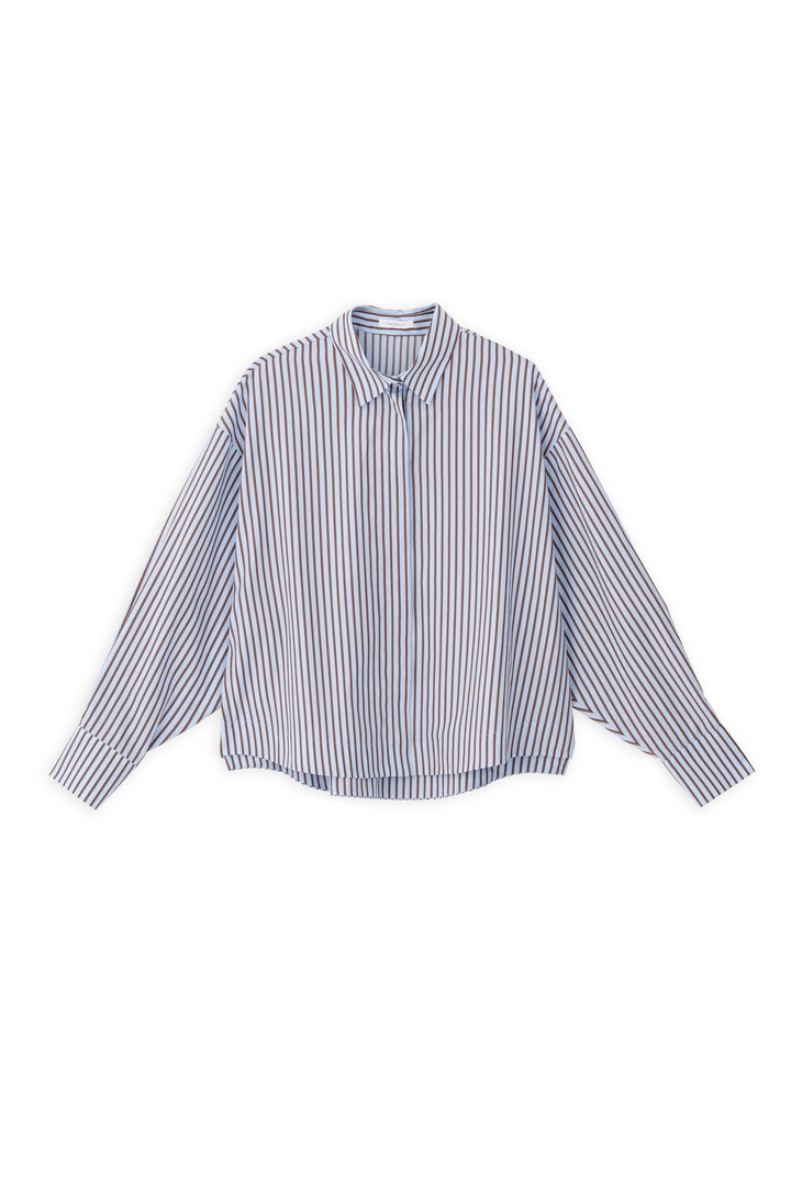 POPLIN STRIPES CROPPED SHIRT CIEL