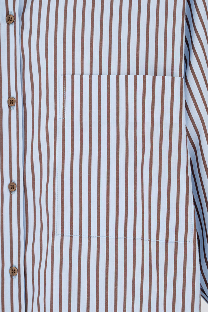 POPLIN STRIPES OVERSIZED SHIRT CIEL