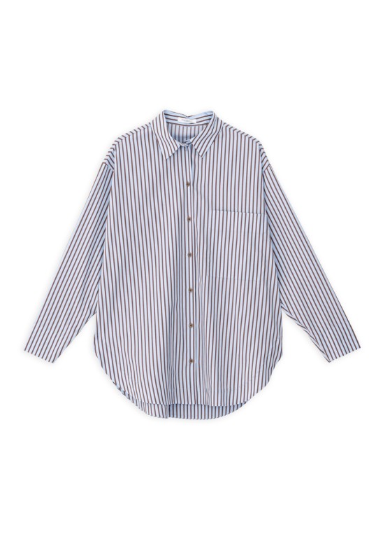 POPLIN STRIPES OVERSIZED SHIRT CIEL