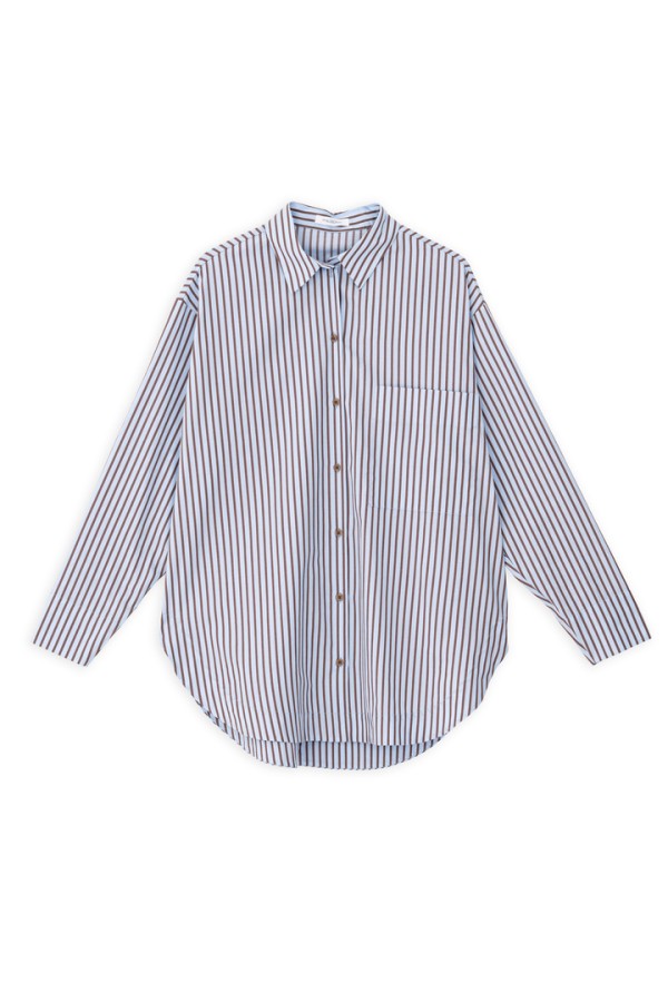 POPLIN STRIPES OVERSIZED SHIRT CIEL