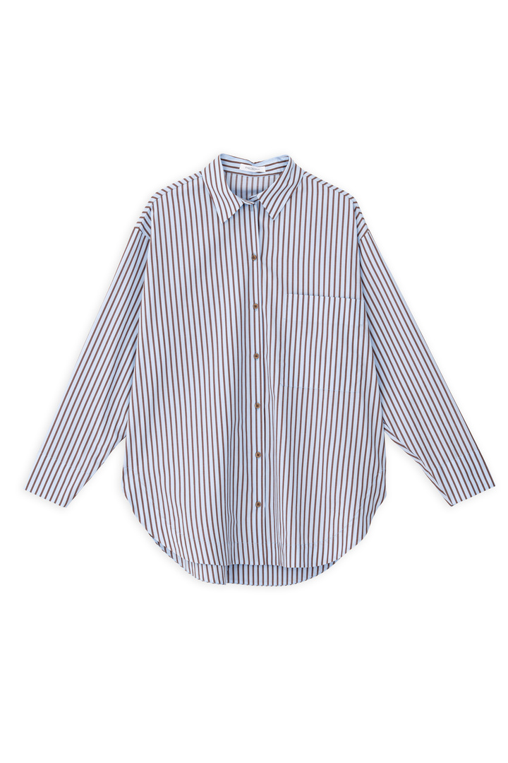 POPLIN STRIPES OVERSIZED SHIRT CIEL