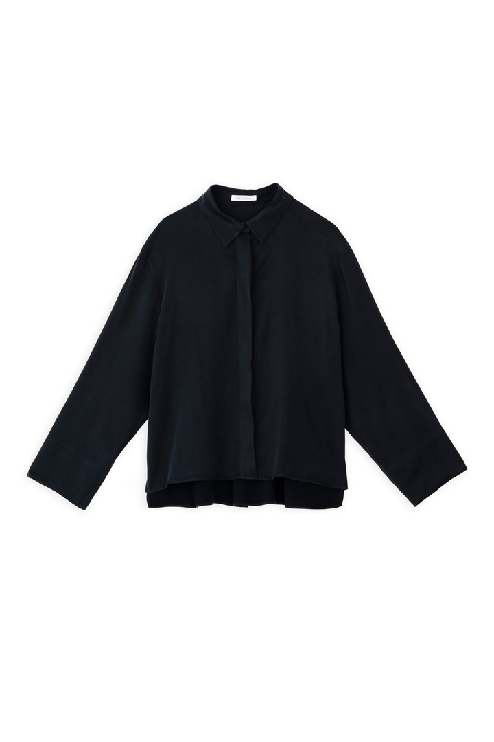 CUPRO VISCOSE CROPPED SHIRT BLACK