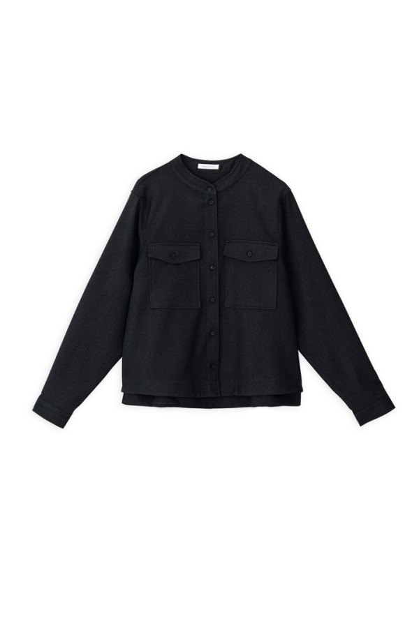 TWILL T/R CROPPED SHIRT BLACK