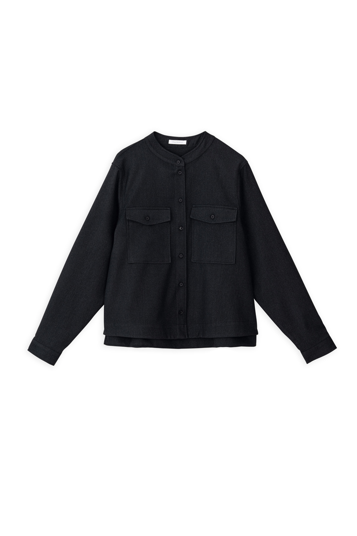 TWILL T/R CROPPED SHIRT BLACK