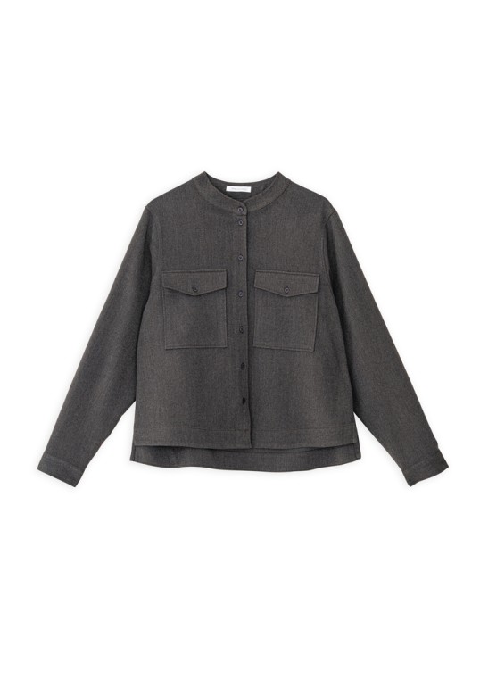 TWILL T/R CROPPED SHIRT BROWN