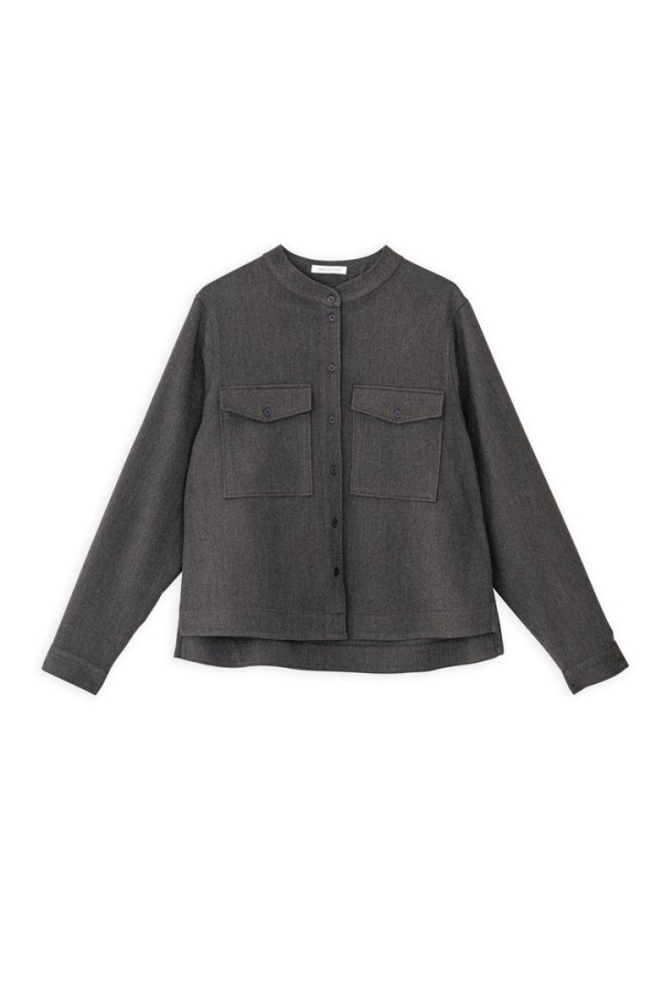TWILL T/R CROPPED SHIRT BROWN