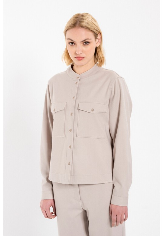 TWILL T/R CROPPED SHIRT CREAM