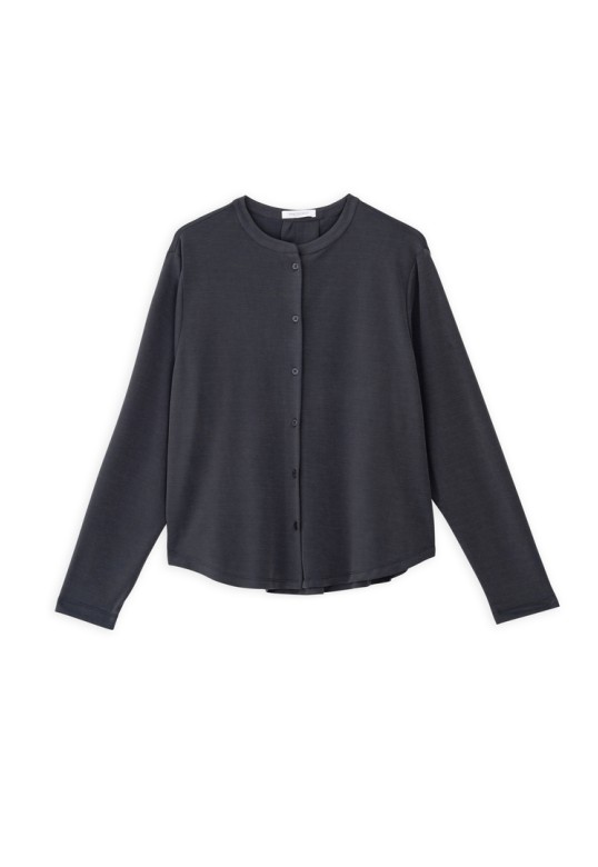 CUPRO PIQUE CROPPED SHIRT ANTHRACITE