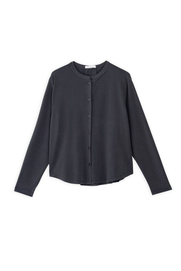 CUPRO PIQUE CROPPED SHIRT ANTHRACITE