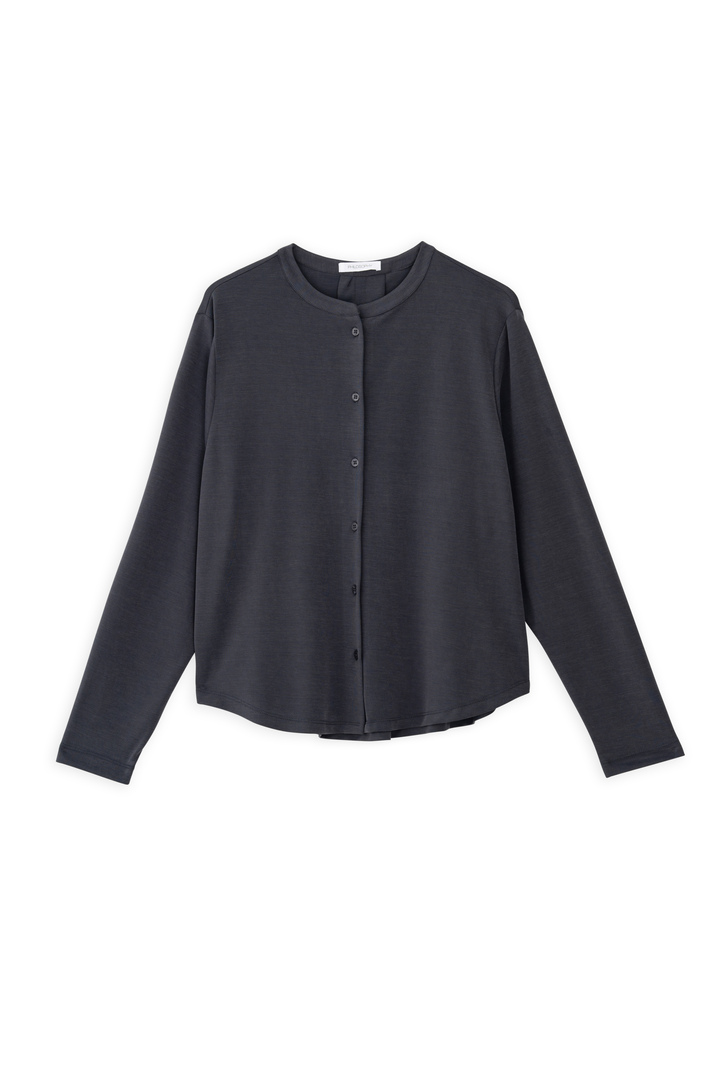 CUPRO PIQUE CROPPED SHIRT ANTHRACITE