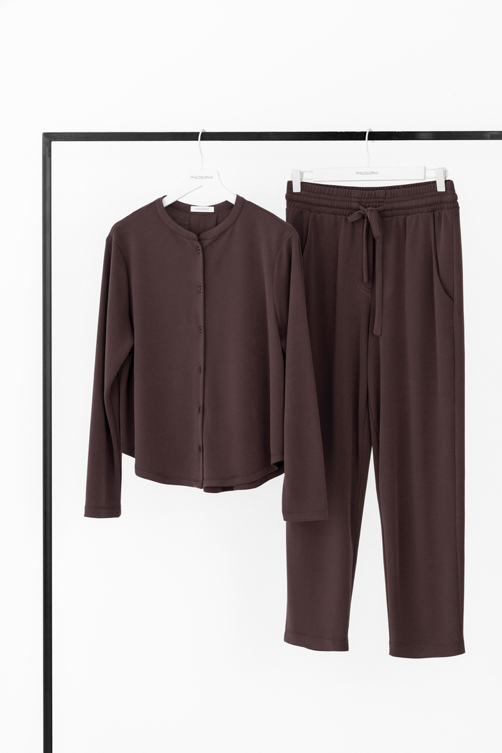 CUPRO PIQUE CROPPED SHIRT DARK BORDEAUX