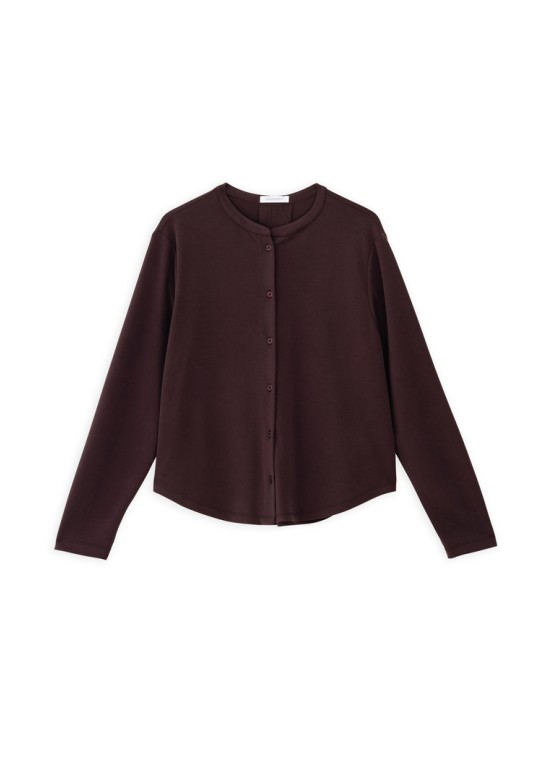 CUPRO PIQUE CROPPED SHIRT DARK BORDEAUX