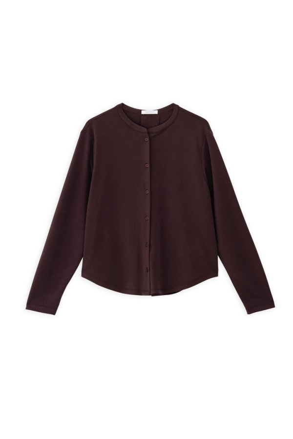 CUPRO PIQUE CROPPED SHIRT DARK BORDEAUX
