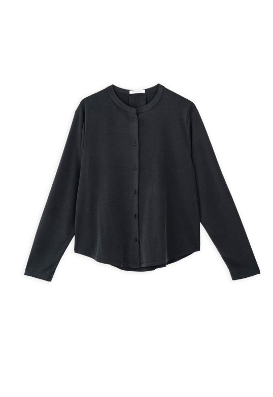 CUPRO PIQUE CROPPED SHIRT OFF BLACK