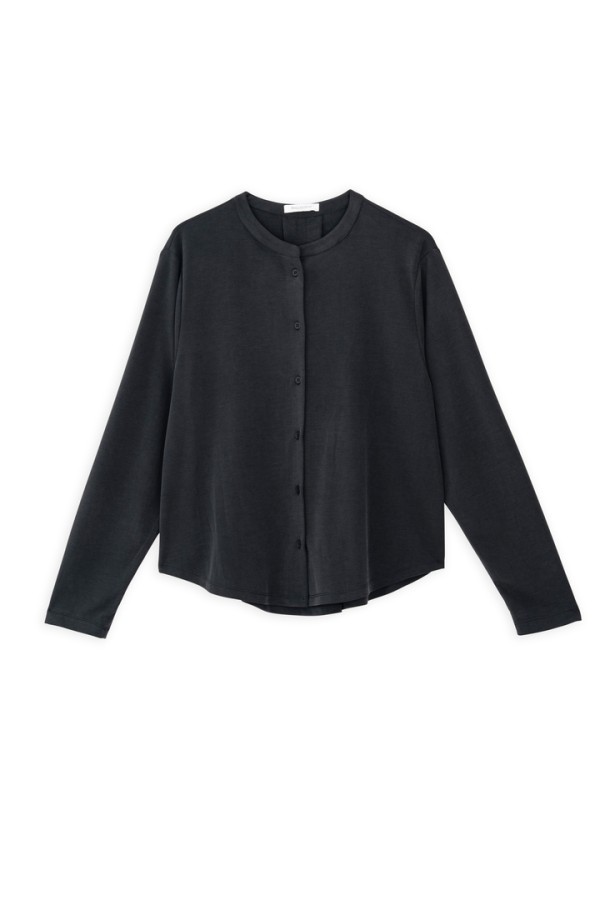 CUPRO PIQUE CROPPED SHIRT OFF BLACK
