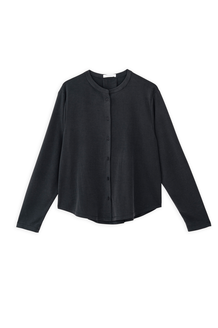 CUPRO PIQUE CROPPED SHIRT OFF BLACK
