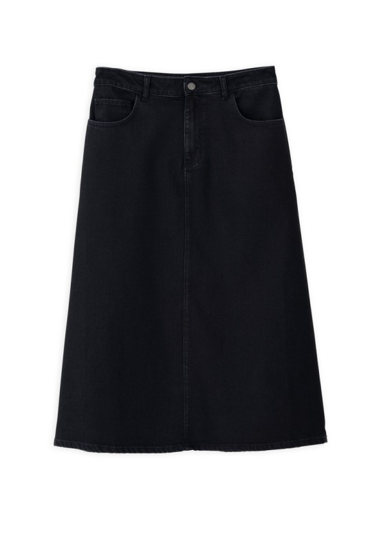 DENIM MIDI SKIRT OFF BLACK
